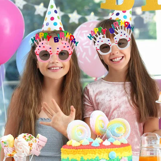 Süße cremefarbene Geburtstagskuchen-Gläser, Festival-Sonnenbrillen, alles Gute zum Geburtstag, Party, Werbegeschenk, Spielzeug, neuartige Kinder-Sonnenbrillen